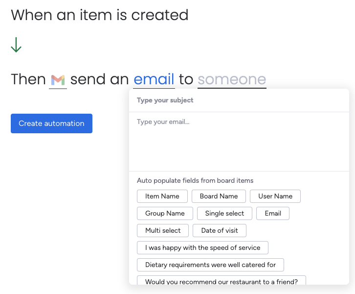 Gmail automation monday.com