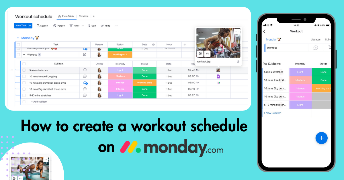 How to create a workout schedule on monday.com