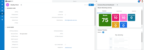 Mautic scoring inside of SugarCRM