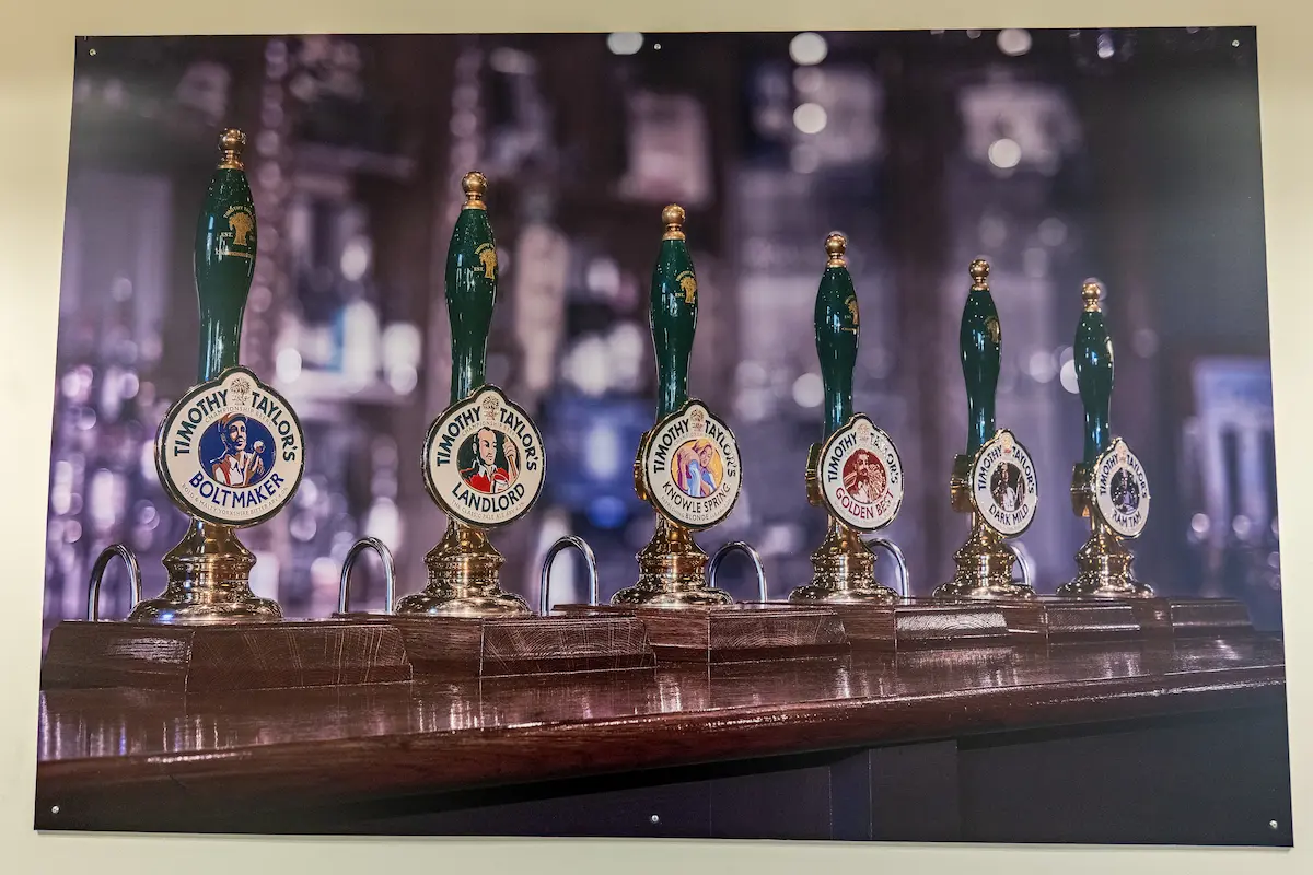 Canvas of Timothy Taylor's beer offerings