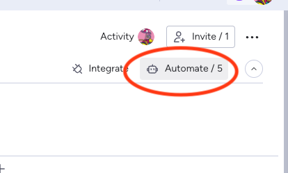 screenshot of automate button on monday.com