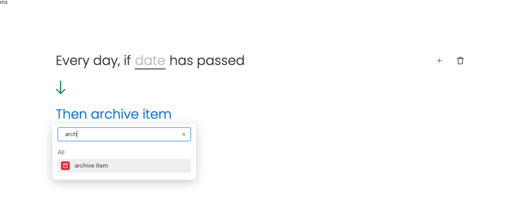 screenshot of automation if passed date then archive