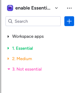 Screenshot of folders in a traffic light colour system