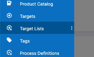 zoomed in screenshot of Target Lists 'burger-style' icon