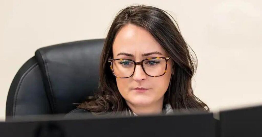 Woman looking at computer