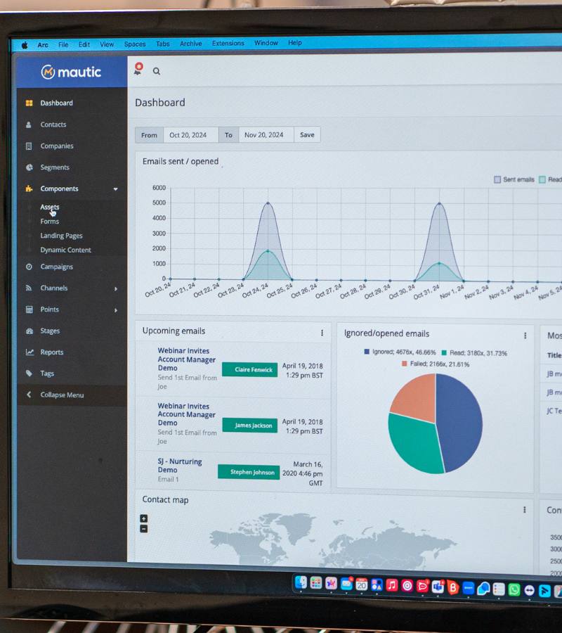 Mautic Marketing Dashboard displaying on computer screen