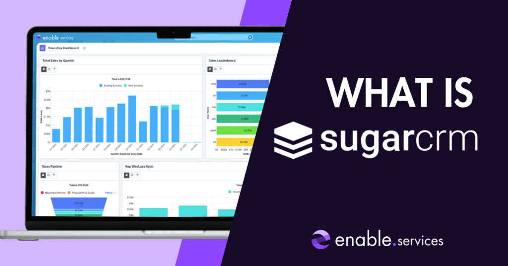 Screenshot of SugarCRM with text saying What is SugarCRM
