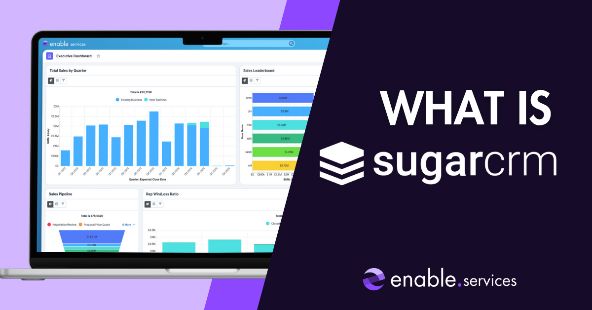 Screenshot of SugarCRM with text saying What is SugarCRM