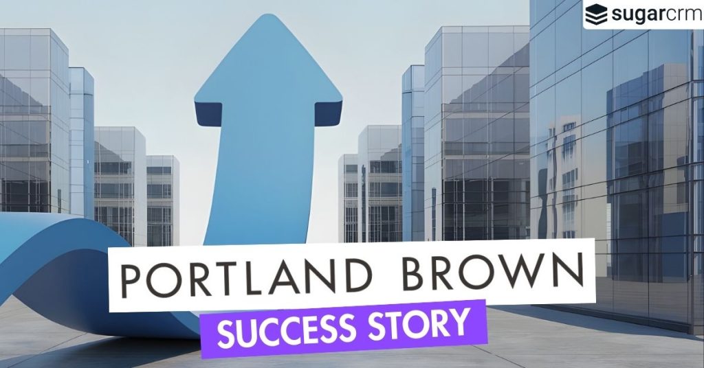 Portland Brown Success Story text over an image of an arrow and buildings