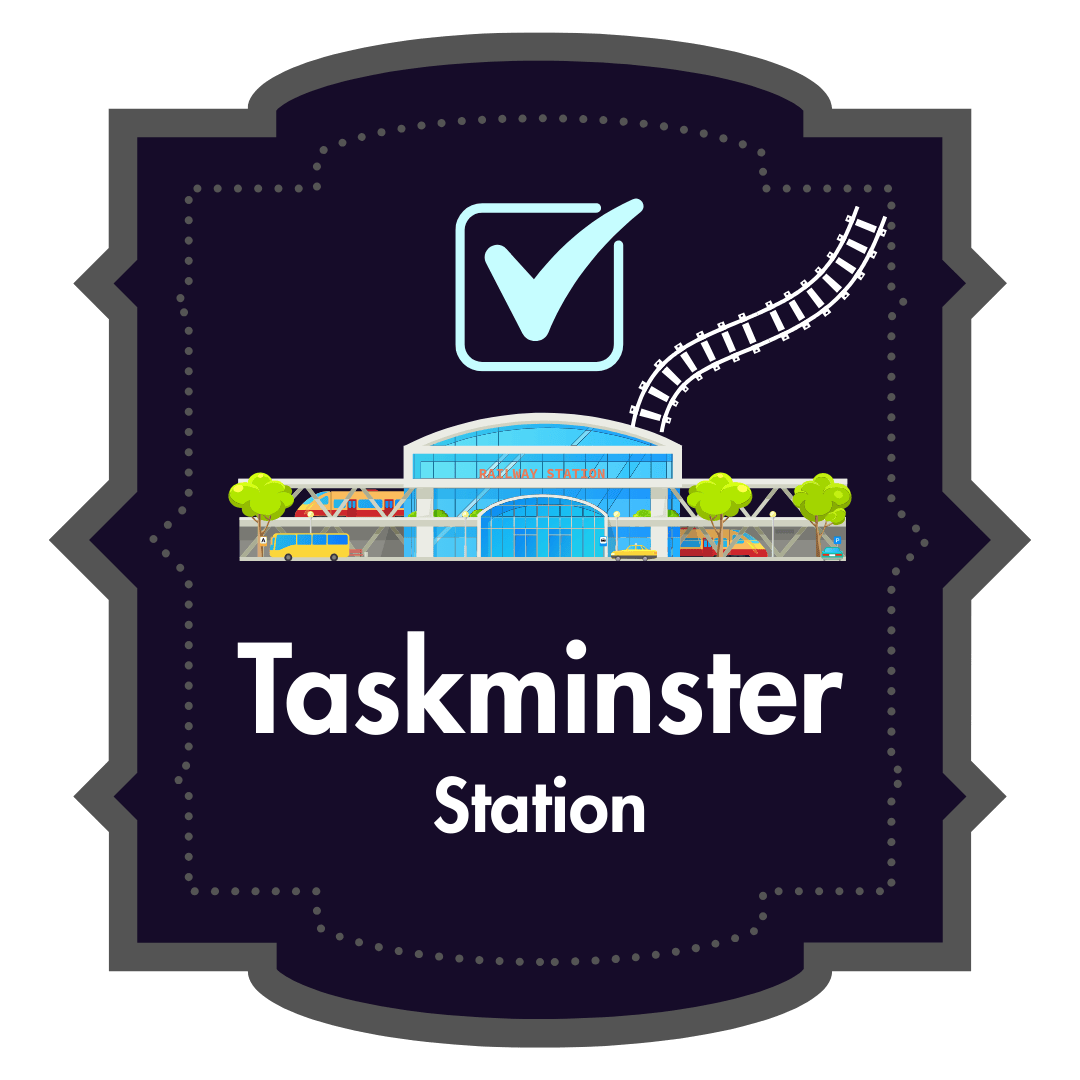 Image of a plaque saying the name Taskminster station