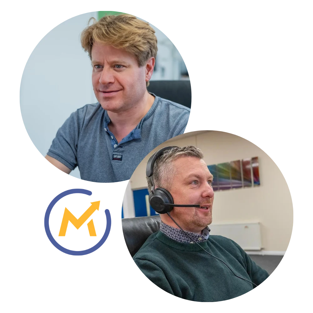 graphic featuring two men and the mautic logo