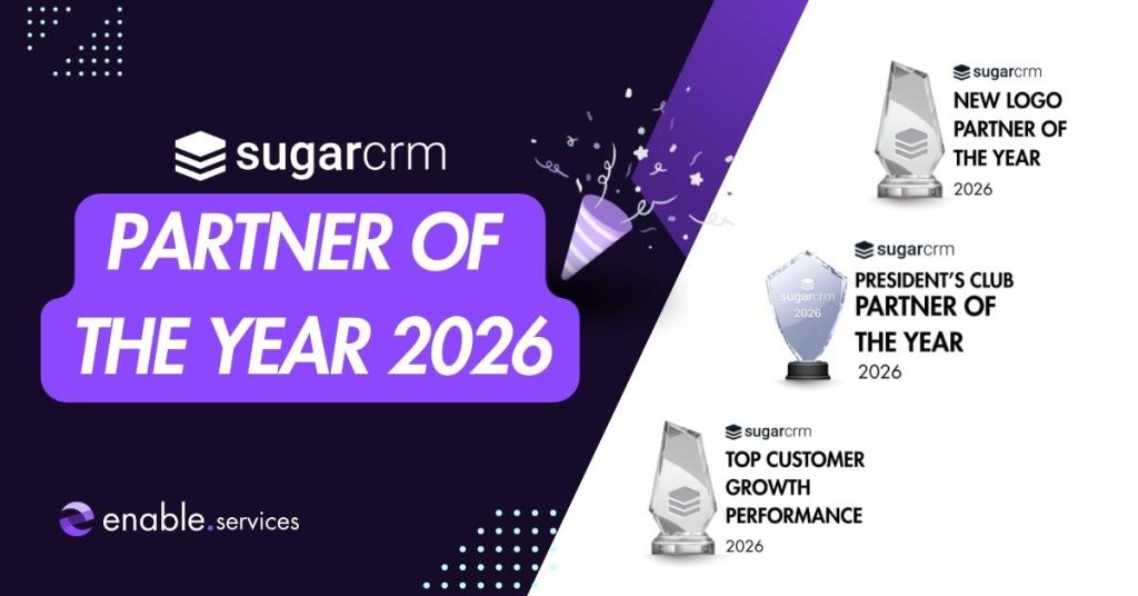 sugarcrm partner of the year title next to trophy awards