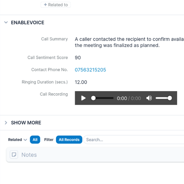 screenshot of call recording
