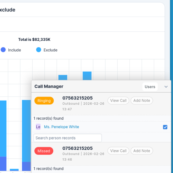 screenshot of call manager