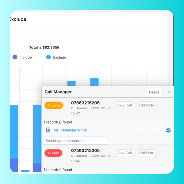 screenshot of call manager