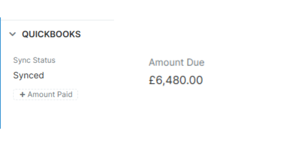screenshot showing quickbooks quote sync into sugarcrm