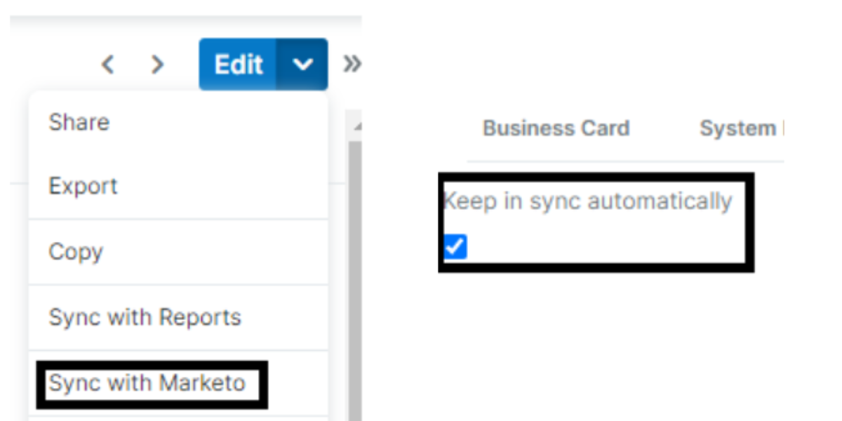 Screenshot showing tick box "keep in sync automatically" ticked
