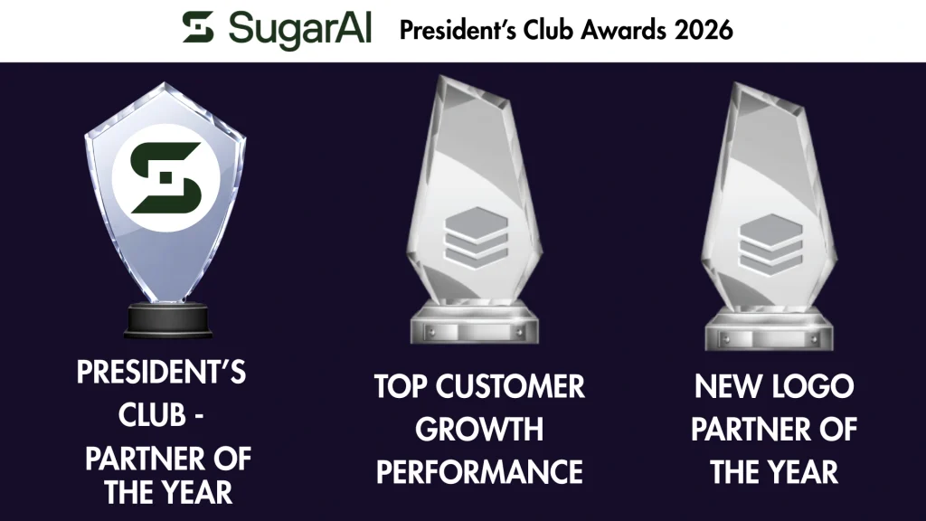 graphic showing all three awards which enbale.services won at the 2026 president's club awards