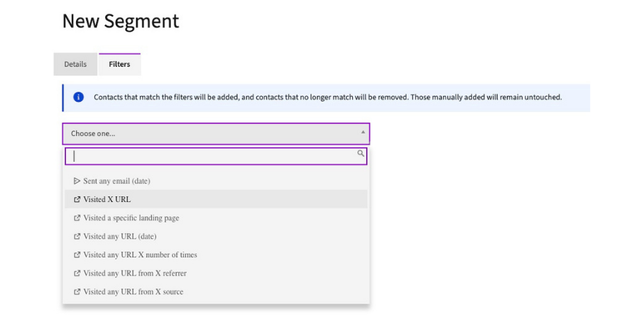 segment creation in mautic screenshot