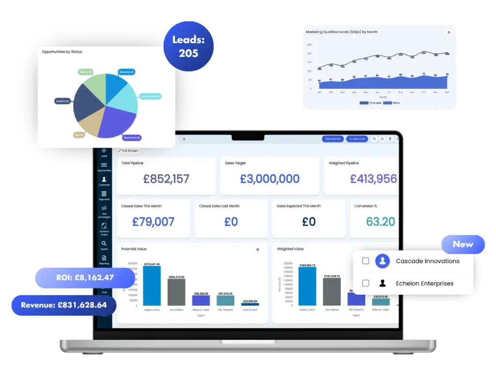 laptop showing halocrm dashboard