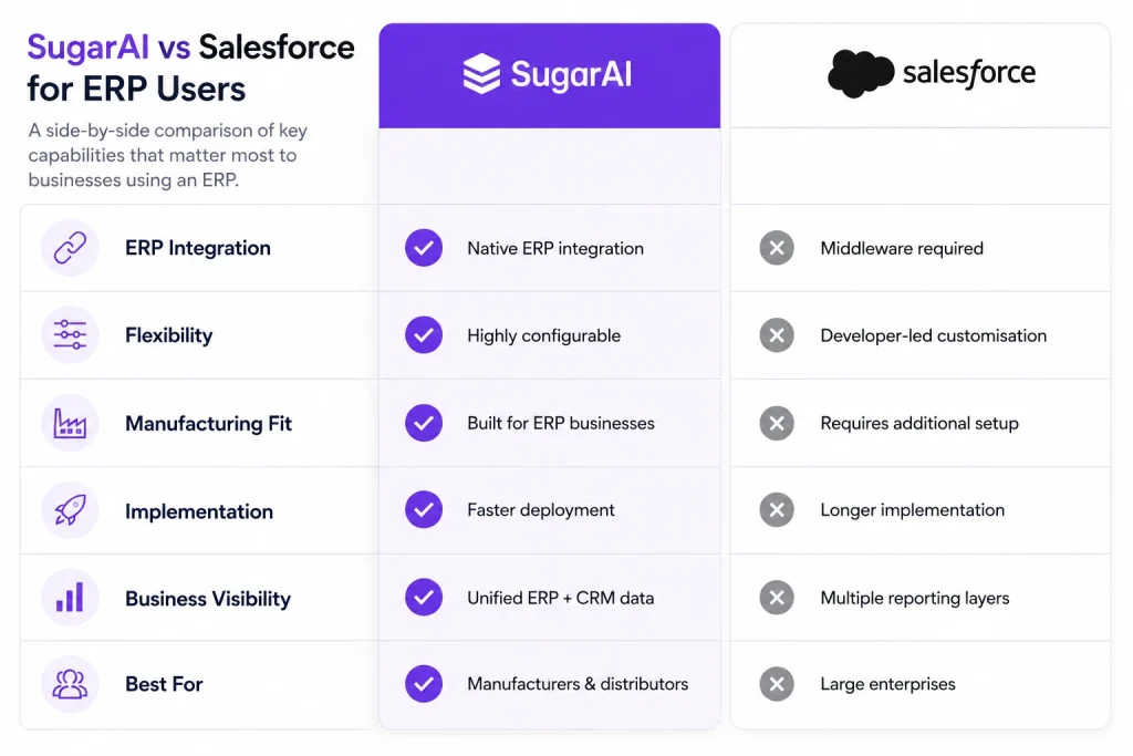 SugarAI vs Salesaforce feature comparison