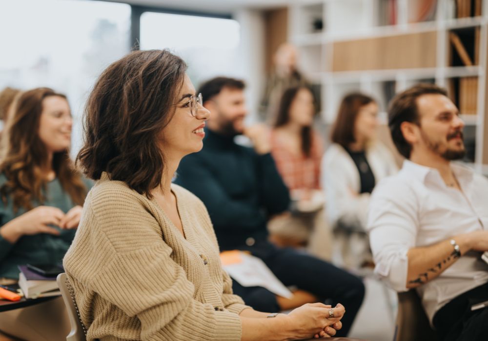 Audience at event watching talk